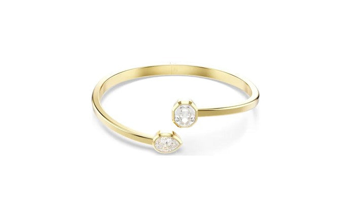 Imber bangle Mixed cuts, White, Gold-tone plated