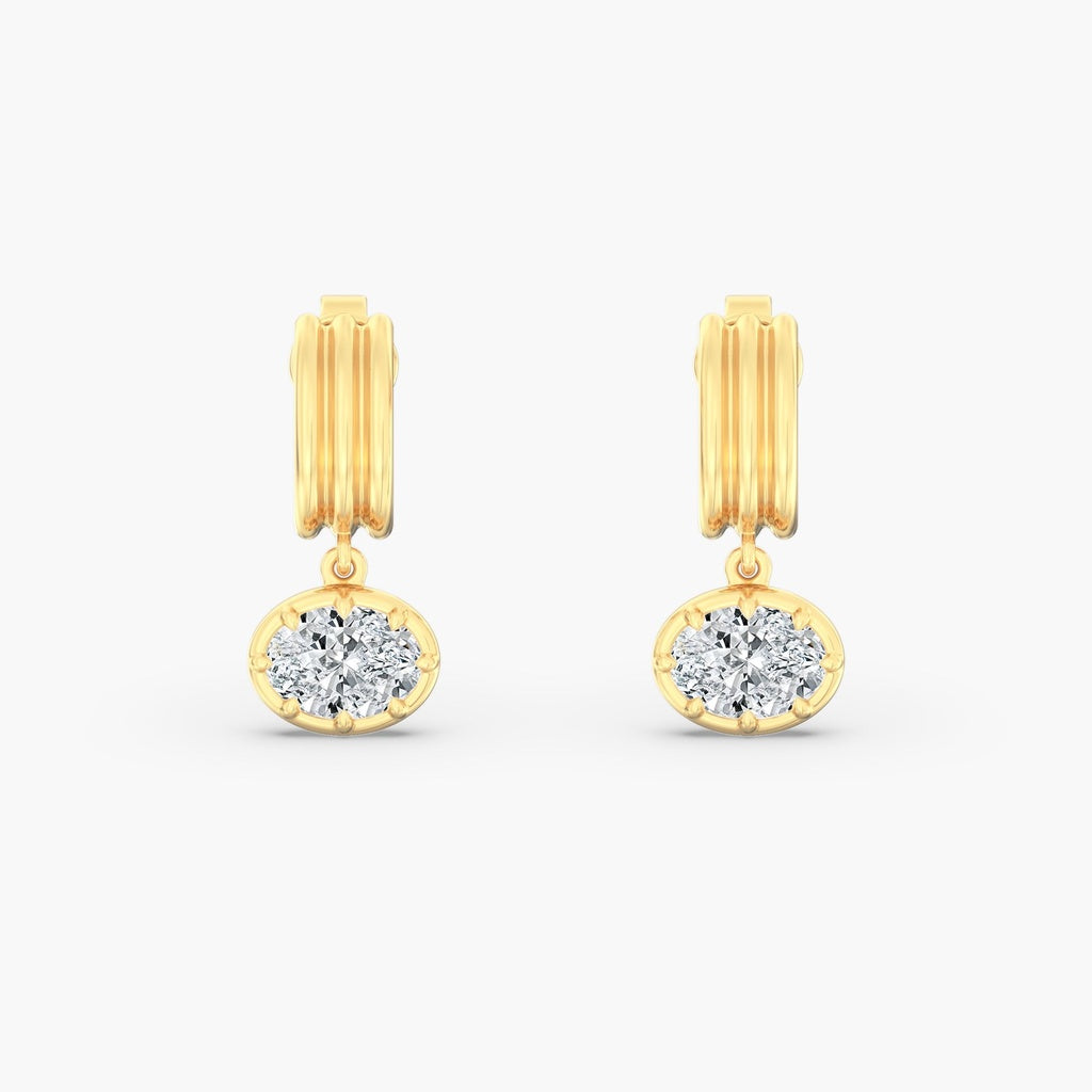 14K Yellow Oval Lab Grown Drop Earrings