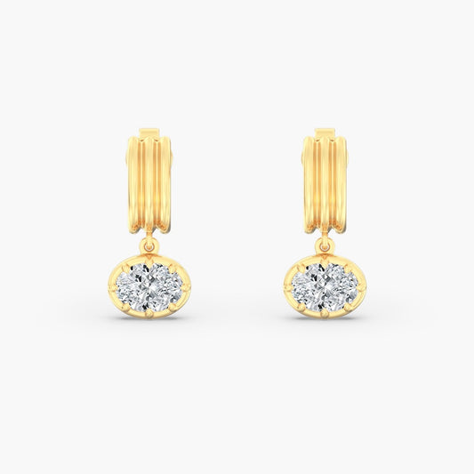 14K Yellow Oval Lab Grown Drop Earrings