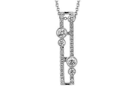 Lady's White 18 Karat Drop Pendant Length 18 With 31=0.58Tw Round G Vs1 Diamonds