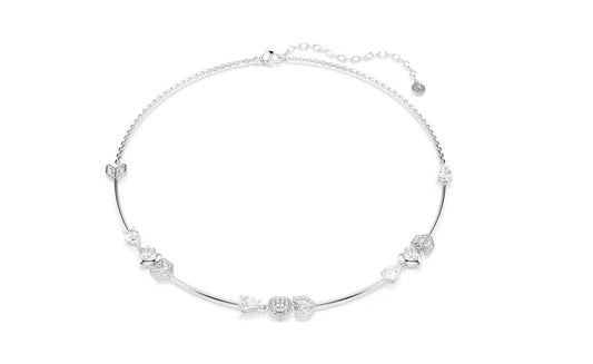 Idyllia necklace Heart with arrow, White, Rhodium plated