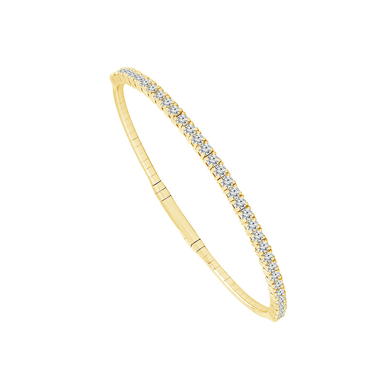 14K Yellow 2ct Half Diamond Flexi Bangle