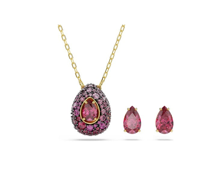 Sublima set, Set (2), Pear cut, Red, 18K gold plated
