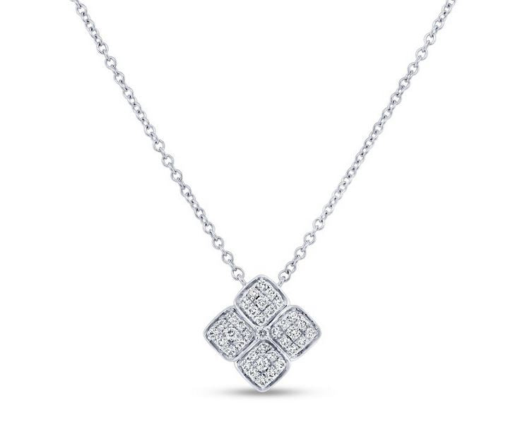 18K White Uneek Botania-Flores Collection Clover Drop Pendant