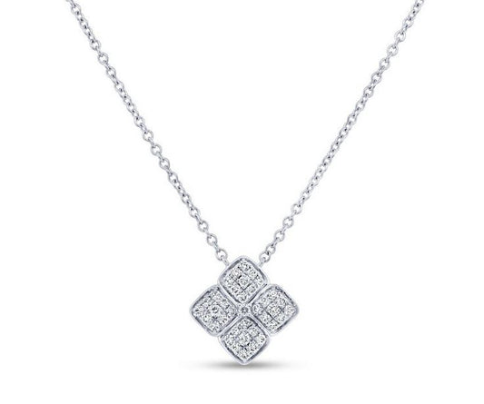 18K White Uneek Botania-Flores Collection Clover Drop Pendant