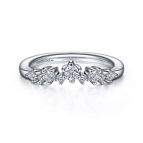 14K White Gold Curved Diamond Anniversary Band