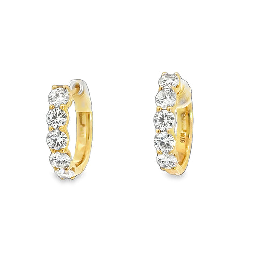 14K Yellow 1 1/2tw Lab Grown Diamond Hoops