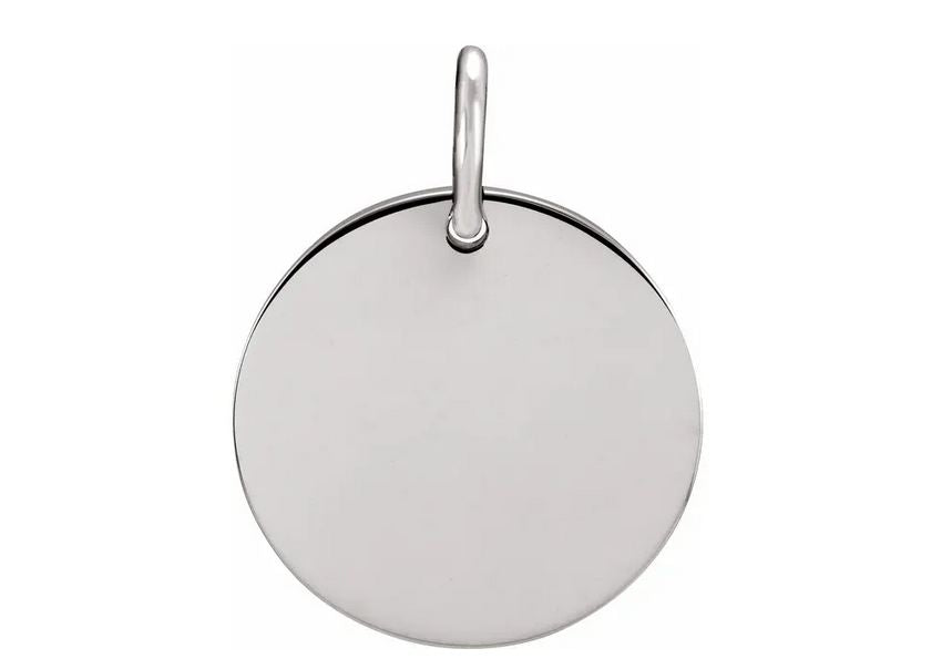 Sterling Silver Engravable Circle Pendant with 18" Cable Chain