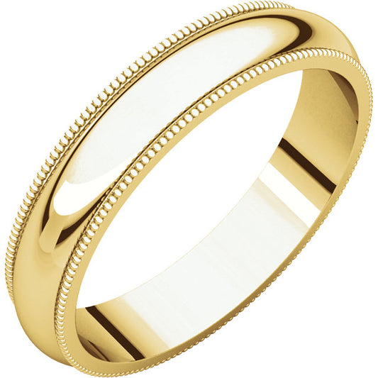14K Yellow 4mm Milgrain Band
