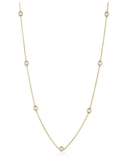 14K Two Tone Yellow Chain and White Bezel Diamonds By the Yard 18"