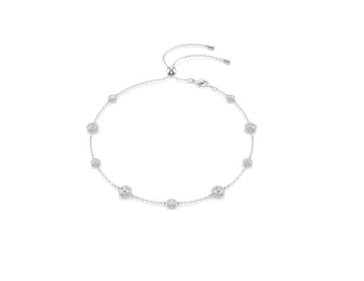 Una Angelic necklace Round cut, Double sided motifs, White, Rhodium plated