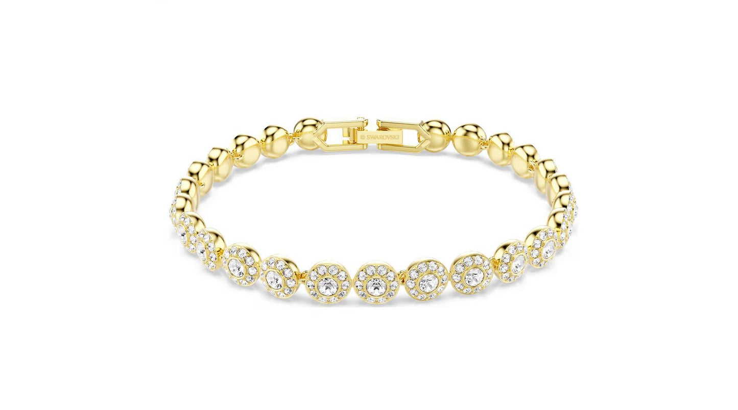 Una Angelic bracelet Round cut, White, Gold-tone plated