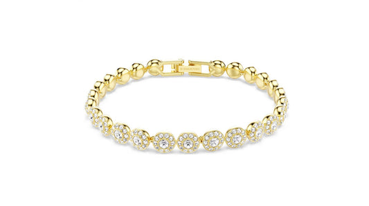Una Angelic bracelet Round cut, White, Gold-tone plated