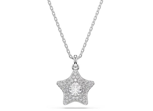 Magic pendant Round cut, Star, White, Rhodium plated