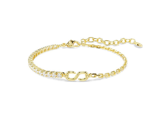 Matrix bracelet, Round cut, Yellow, 18K gold plated