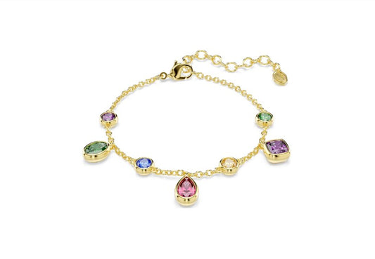 Imber bracelet Mixed cuts, Multicolored, 18K gold plated