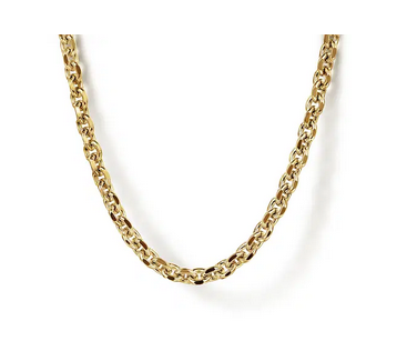 22 Inch 14K Yellow Gold Hollow Mens Link Chain Necklace