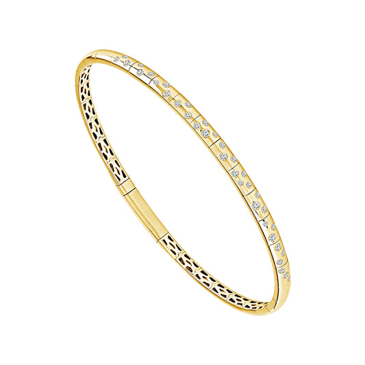 14K White 1/3ct Diamond Flexi Bangle