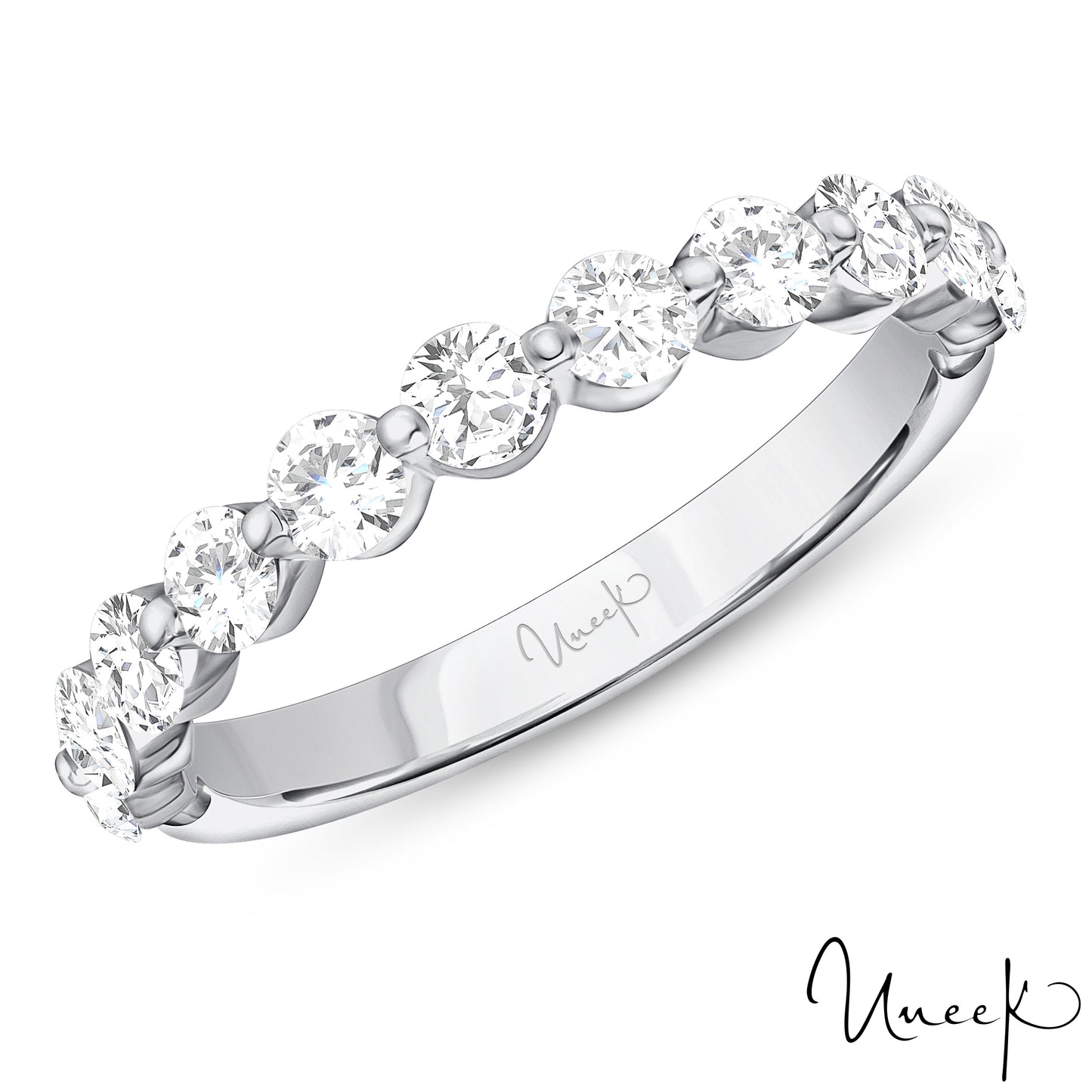 14K White Uneek Us Collection 1-Row Diamond Wedding Ring