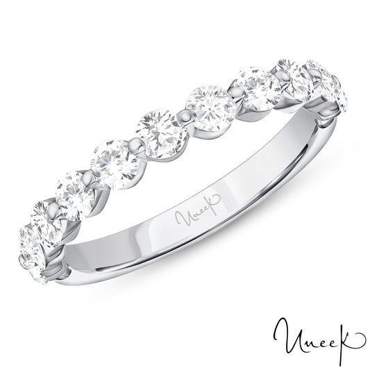 14K White Uneek Us Collection 1-Row Diamond Wedding Ring