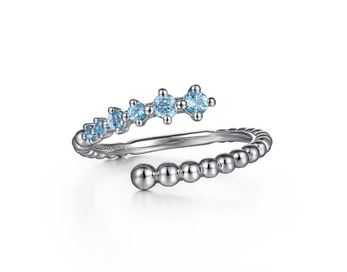 925 Sterling Silver Bujukan and Blue Topaz Bypass Ring