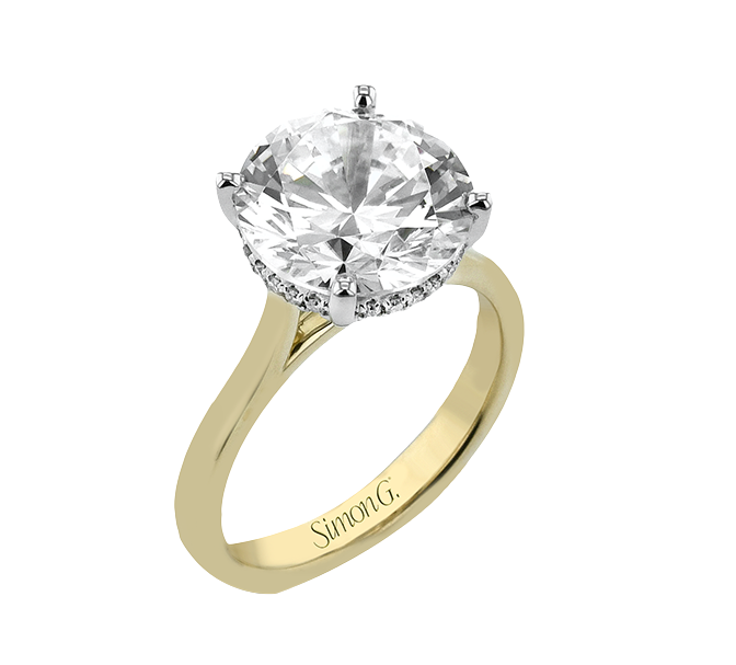 Two-Tone 18 Karat Hidden Halo Ring Size 6.5