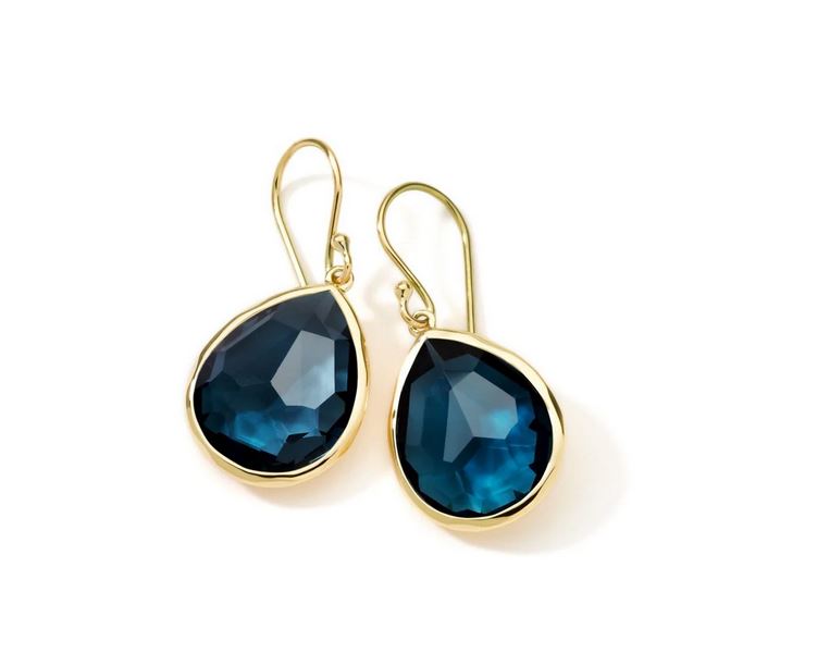 18K Rock Candy® Medium Teardrop Earrings in Rock Crystal and Lapis Doublet