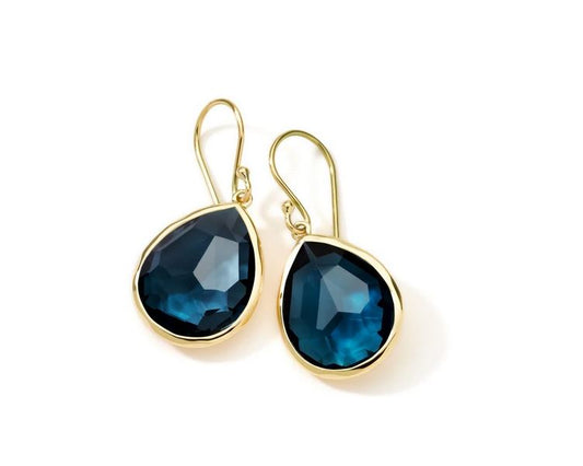 18K Rock Candy® Medium Teardrop Earrings in Rock Crystal and Lapis Doublet