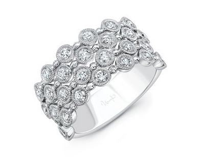 14K White Uneek Bobbinet 4-Row Diamond Band