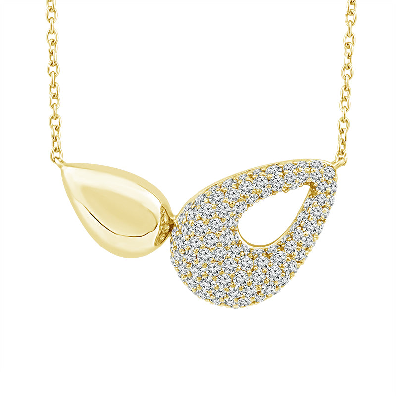 14K Yellow 1/2ct Diamond Double Pear Pendant with Chain