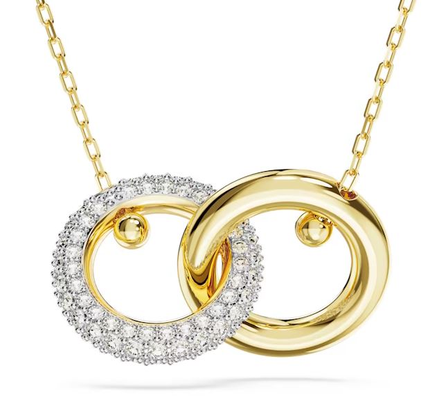 Dextera pendant Interlocking loop, White, Gold-tone plated