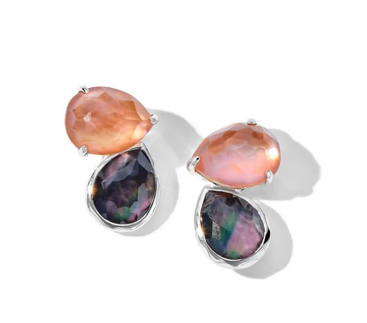 925 Rock Candy® 2-Stone Stud Earrings in Brown & Black Mother-of-Pearl Doublet