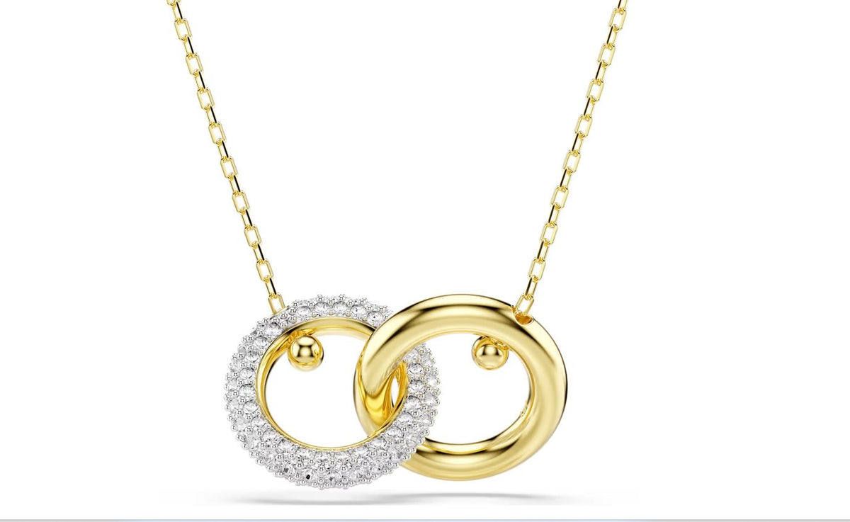Dextera pendant Interlocking loop, White, Gold-tone plated