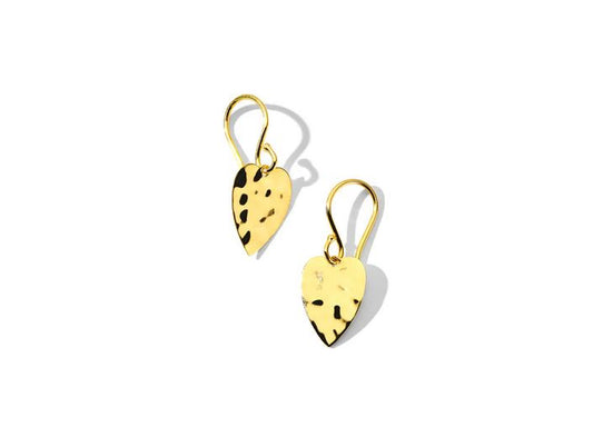 18K Classico Crinkle Mini Heart Pair Shape Drop Earrings