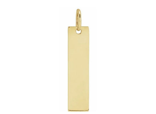 18K Yellow Gold-Plated Sterling Silver 20x5 mm Engravable Bar Pendant with 18" 14K Yellow Gold Plated Chain