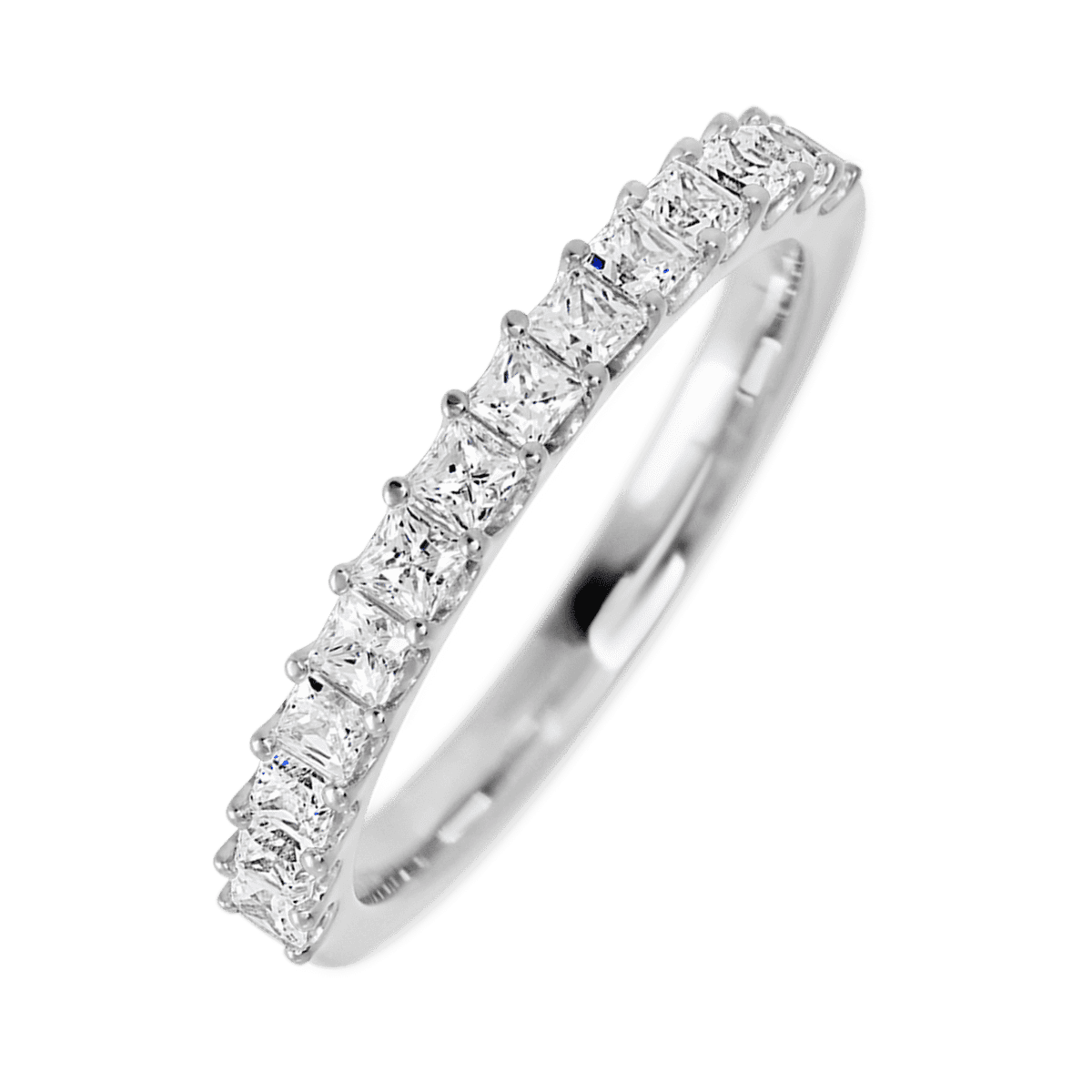 14K White Gold band with 15 Princess Lab Grown Diamond having TCW-.9