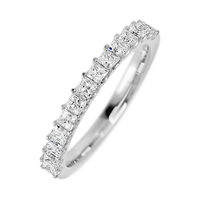 14K White Gold band with 15 Princess Lab Grown Diamond having TCW-.9
