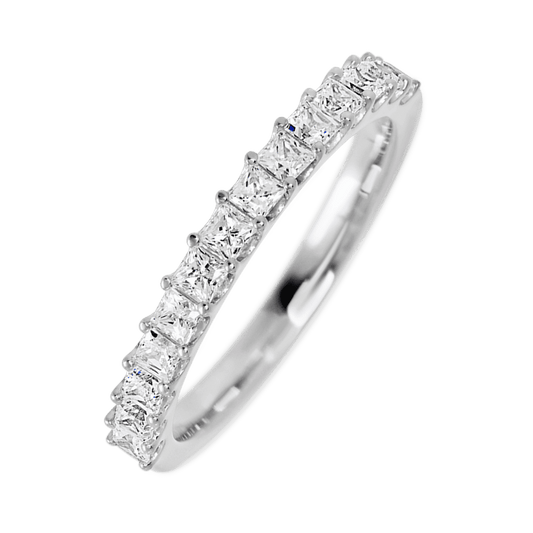 14K White Gold band with 15 Princess Lab Grown Diamond having TCW-.9