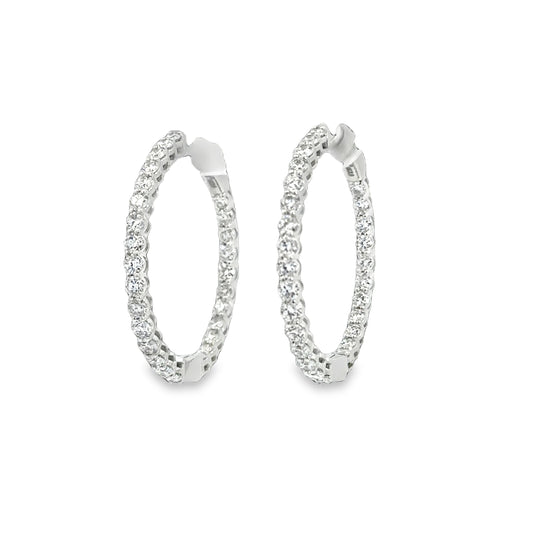 14K White 1 1/2tw Lab Grown Diamond Hoops