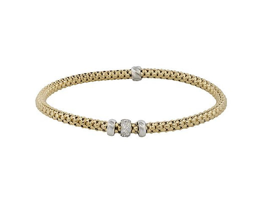 Lady's Two-Tone 18 Karat Bangle Bracelet With 18 = 0.11Tw Round G Vs1 Diamonds