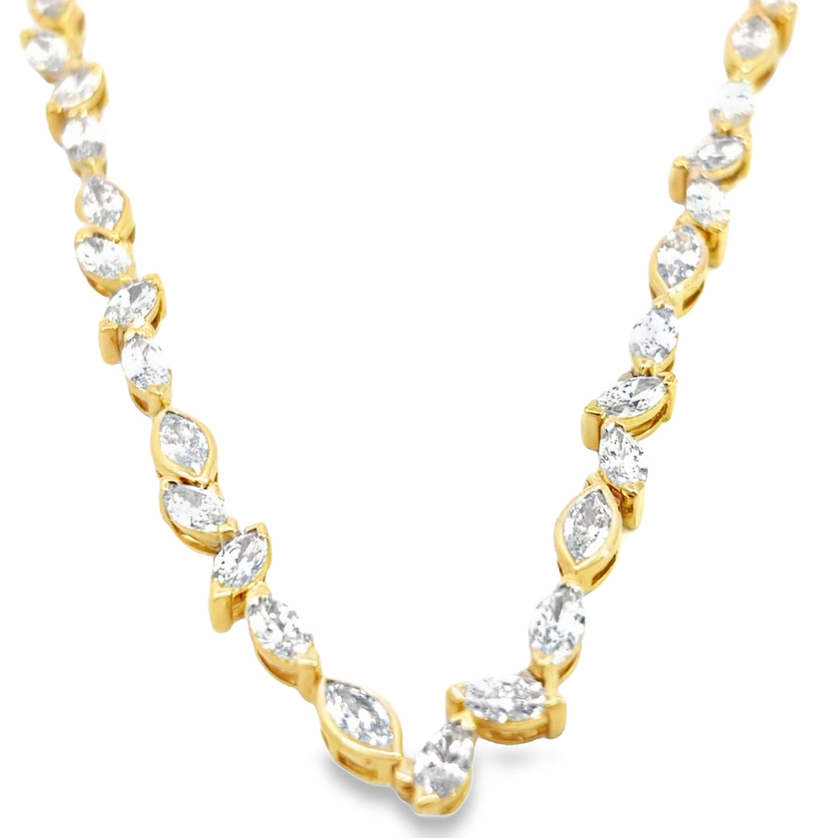 Lady's Yellow 14 Karat Riviera Lab Grown Diamond Necklace Length 18 With 69 = 16.55Twt Marquise G/H Si2 Diamonds