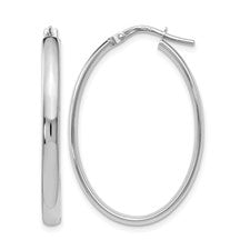Leslie's 10K White Gold 3mm Polished Oval Hoop Earrings
