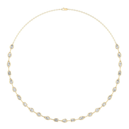 14K Yellow Multi Shape Tennis Necklace