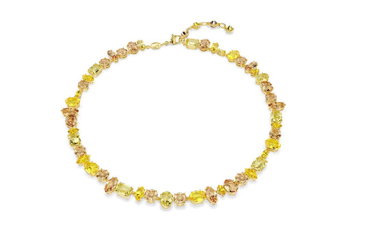 Gema necklace Mixed cuts, Yellow, 18K gold finish
