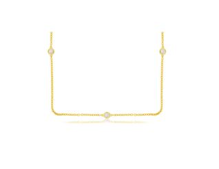 Diamond Necklace 5 Station 0.16 Ct, 14K Yellow Gold