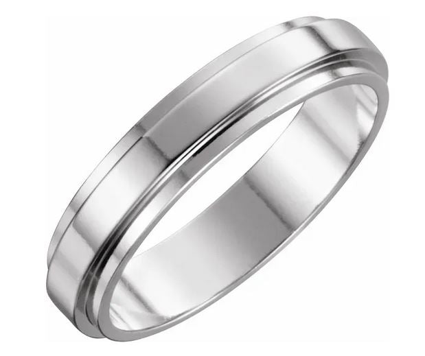 White 14 Karat Flat Edge Wedding Band Size 11