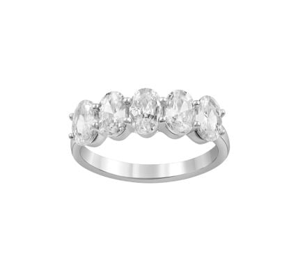 14K White Oval Cut 2cttw Lab Grown Diamond Band