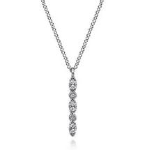 14k White Gold Diamond Bar Necklace