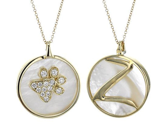 Lady's Yellow 14 Karat Medallion Pendant Length 18 With 14 = 0.38Tw Round G Vs1 Diamonds