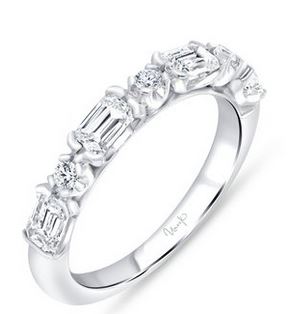 14K White Uneek Timeless Collection Emerald Cut Diamond Wedding Ring